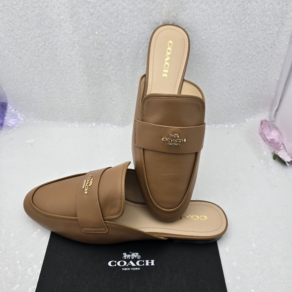 Coach Samie Classic Slide Slip-on Leather Neutral Casual Women's sz 9 - Picture 2 of 12